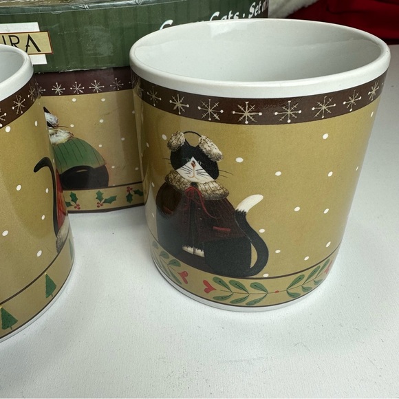 Sakura Cozy Cats Fiddestix Vintage Four Christmas Cats Mugs Dishwasher Safe - Picture 5 of 13